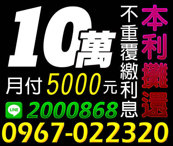 借10萬內 絕不重複繳利息 月付5000元起 | 新北借款